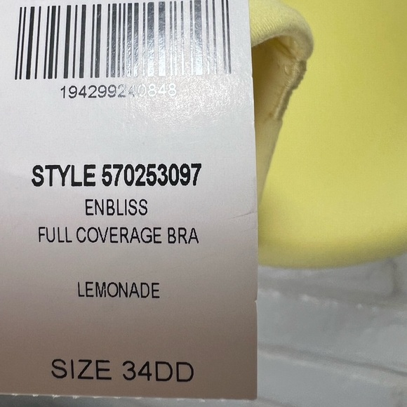 NWT Soma Enbliss Lined Full Coverage Underwire Bra 34 DD Lemonade Yellow #0280 - Picture 8 of 12